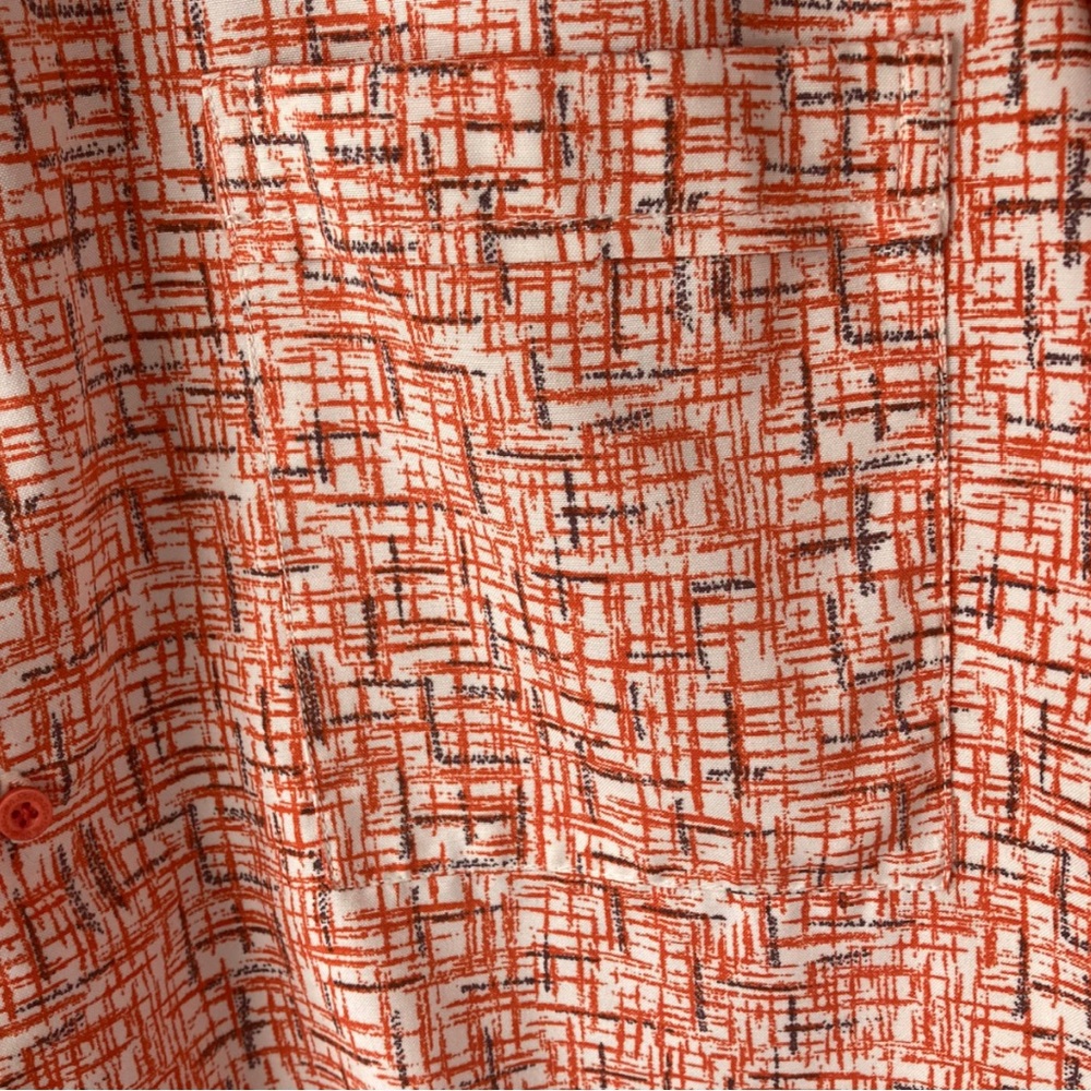 Orange White Ben Sherman Geometric Style Button Down Shirt - Picture 4 of 8